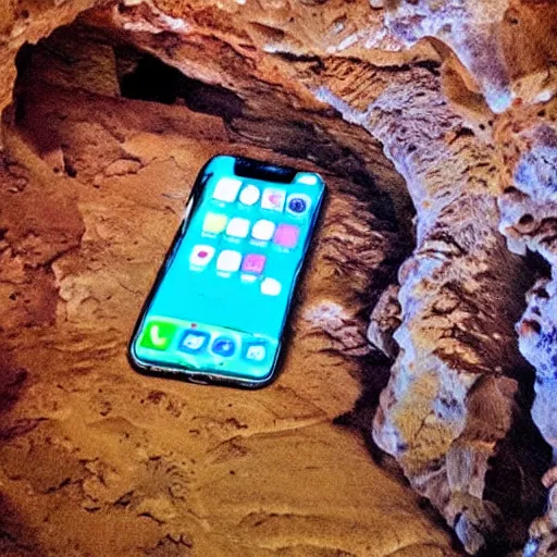 Prompt: cave paiting of an iPhone