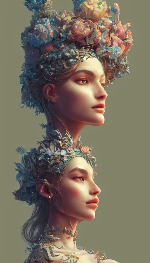 Prompt: a beautiful goddesses, profile, full body, universe, dream, highly detailed, digital painting, refreshing, trending on artstation, octane render, illustration by james jean