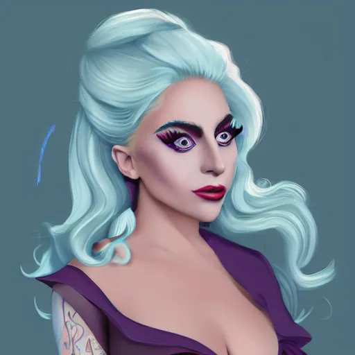 Image similar to portrait of the lady gaga as a disney princess, disney artstyle, artstation, concept art, smooth, sharp focus, illustration, hd, 8 k