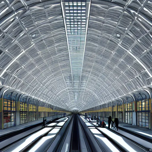 Image similar to complex and beautiful organic train station hall, designed by zaha hadid, bold colors, unreal engine 5 render, keyshot render, octane render in style of artstation trending colors, ultra high detail, ultra realistic, 8k