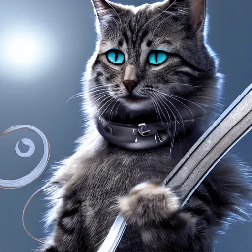 Image similar to humanoid cat holding a sword, detailed, 4k, final fantasy