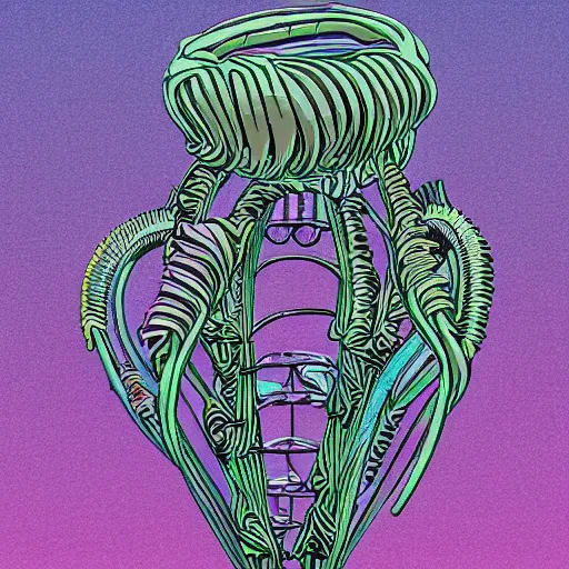 Prompt: helicopter desert river crinoid vaporwave maximalist art nouveau