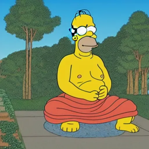 Prompt: a picture of homer simpson as buddha.