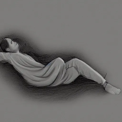 Image similar to sleeping to stay comfortable, digital art