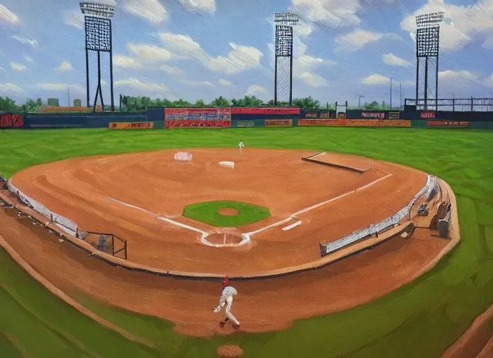 Image similar to a baseball stadium built of corn, oil painting by jama jurabaev, extremely detailed, brush hard, artstation, for aaa game, high quality, brush stroke