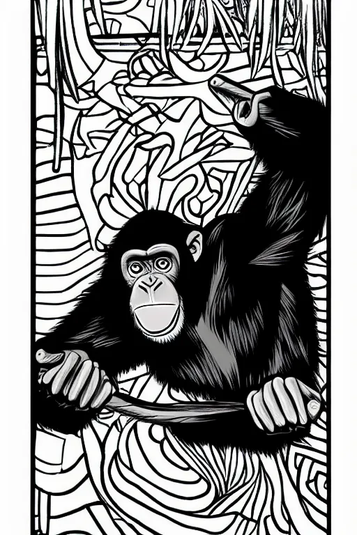 Image similar to angry chimpanzee, manga art style