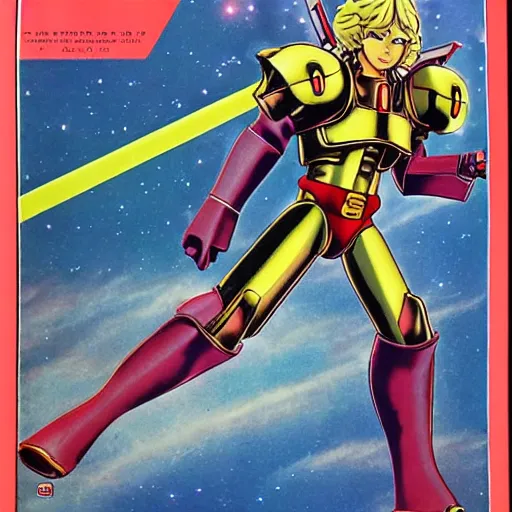 Prompt: 1979 OMNI Magazine Cover of Char Aznable, Anime, Highly Detailed