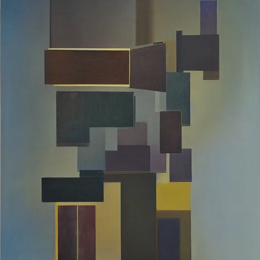 Prompt: a painting by tadao ando of an abstract maximalist sculpture by the caretaker