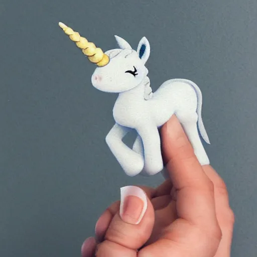 Image similar to Baby unicorn lying in the hand, GHIBLI, realistic style