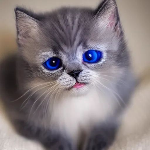 Image similar to a babies's blue kitten made of plush with lovely cute eyes