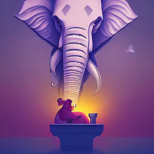 Prompt: A clairvoyant elephant reading tarot cards, detailed, digital art, by beeple