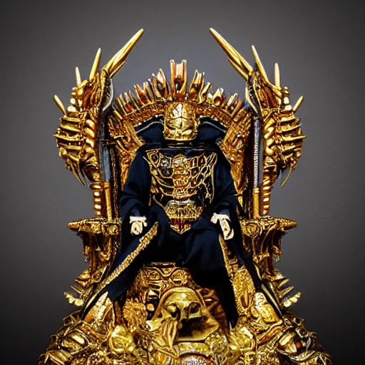 Prompt: photo. the emperor on his golden throne. 4 0 k. body horror.