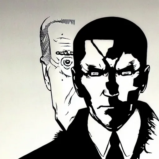 Image similar to Joe Biden looking sinister, by Tsutomu Nihei, highly detailed