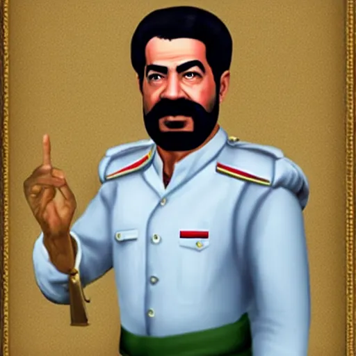 Prompt: saddam hussein as a sims character