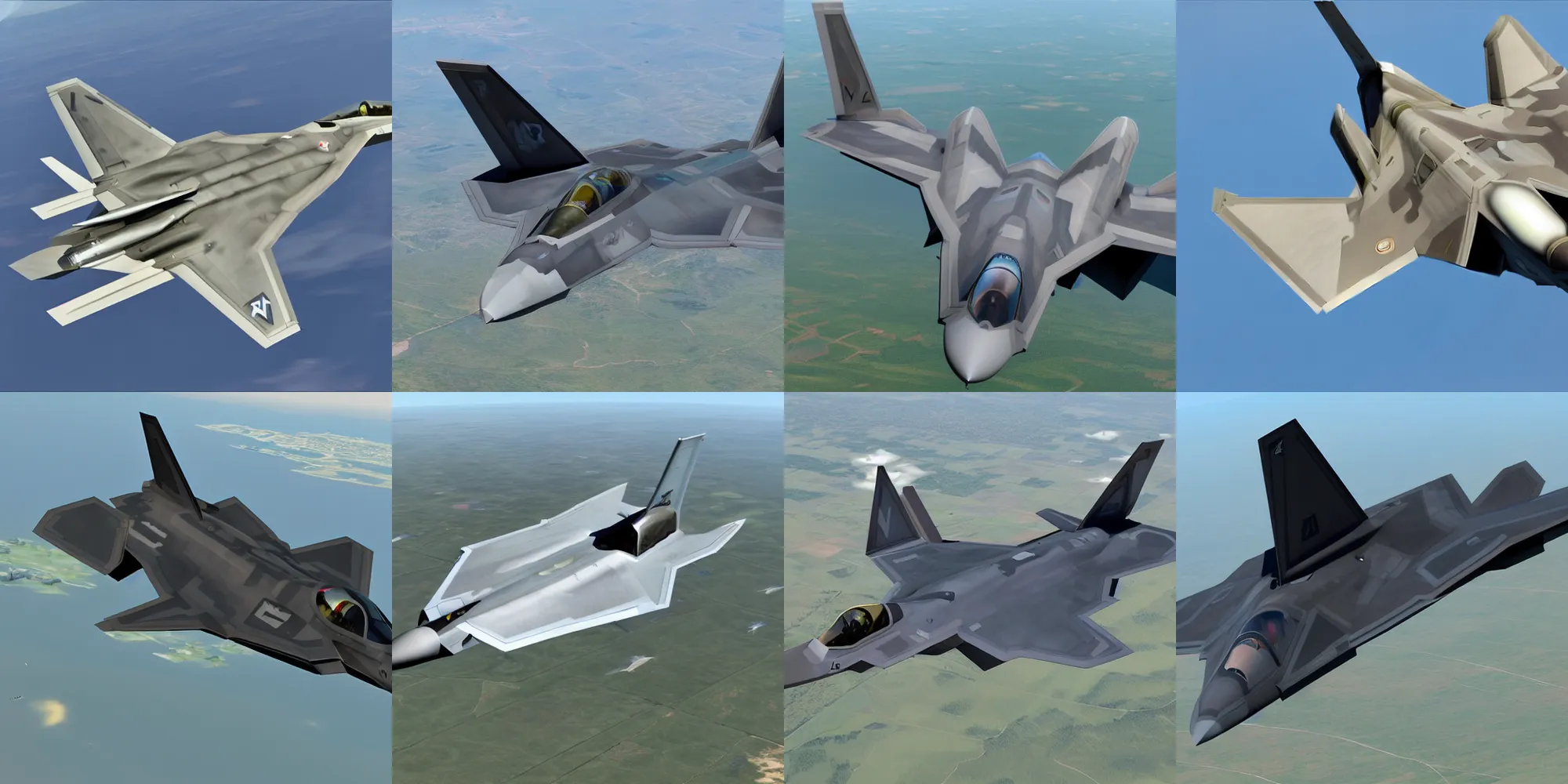 Prompt: f22 raptor, fighter jet, 5th gen fighter, detailed, realistic, 8k