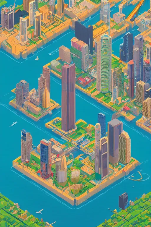 Prompt: Isometric pixelart of Tampa, by Jesper Ejsing, RHADS, Makoto Shinkai and Lois van baarle, ilya kuvshinov, rossdraws global illumination