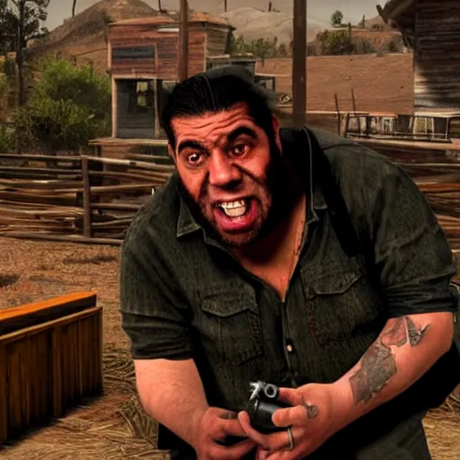 Image similar to joey diaz in the style of red dead redemption video game