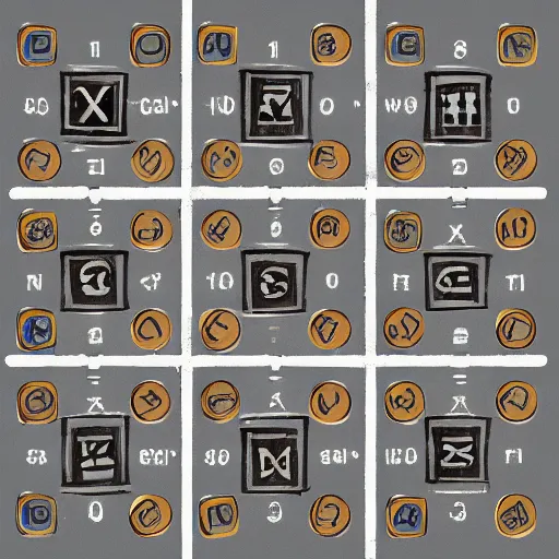 Image similar to a beautiful concept art of a boardgame field for the game tic - tac - toe, noughts and crosses, xs and os, by greg rutkowski, featured on artstation