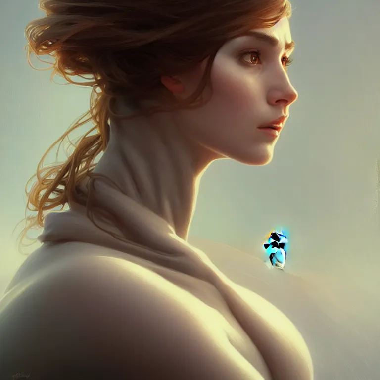 Image similar to anthromorphic goose girl portrait, sci - fi face, elegant, highly detailed, digital painting, artstation, concept art, smooth, sharp focus, illustration, art by artgerm and greg rutkowski and alphonse mucha