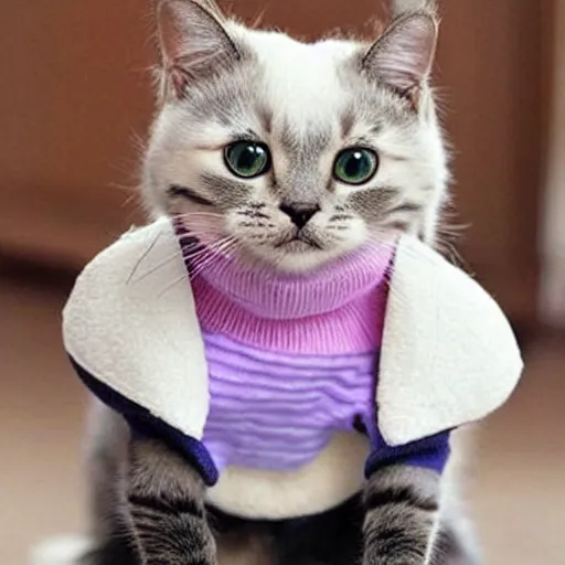 Prompt: cute cat wearing jacket