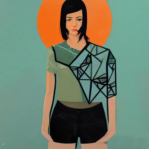 Prompt: Riley Reid Painting by Sachin Teng, asymmetrical, Organic Painting , Matte Painting, geometric shapes, hard edges, graffiti, street art,:2 by Sachin Teng:4