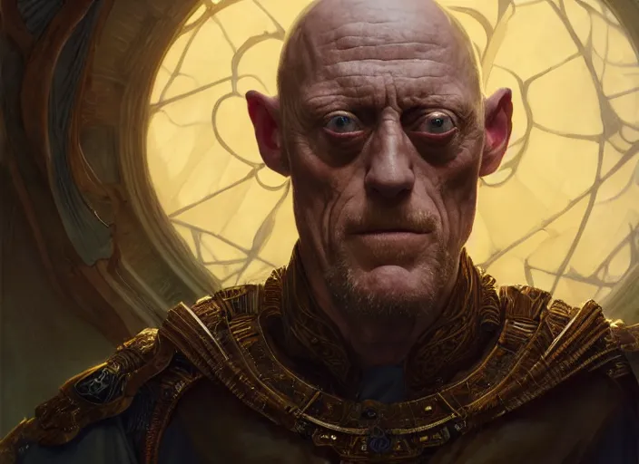 Image similar to michael berryman as oscar diggs, intricate, d & d, fantasy, art nouveau, digital painting, trending on artstation, sharp focus, wide shot, illustration, global illumination, ray tracing, art by artgerm and greg rutkowski and ruan jia