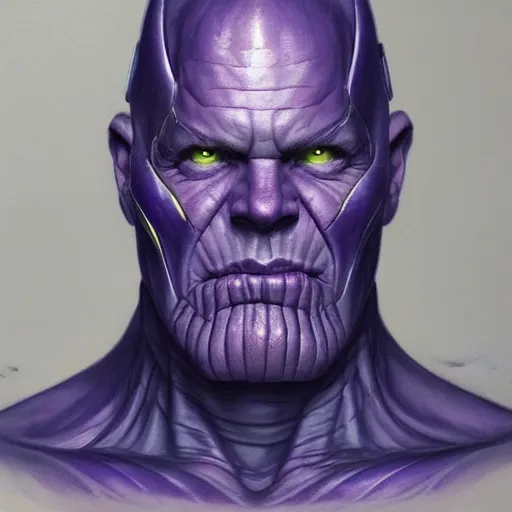 Image similar to Thanos portrait art by Donato Giancola and Bayard Wu, digital art, trending on artstation, 4k