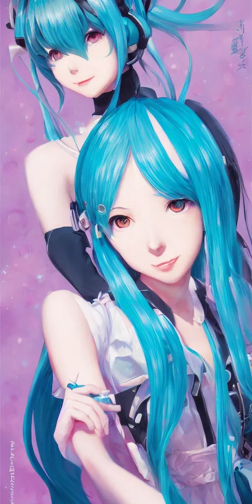 Prompt: A very beautiful painting of Hatsune Miku by rossdraws, wlop, artgerm, Gil Elvgren, Ilya kuvshinov