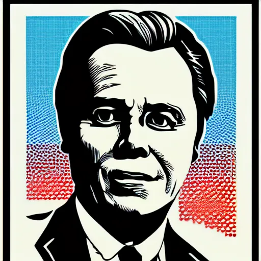 Image similar to individual francois legault quebec prime minister portrait retro futurist illustration art by butcher billy, sticker, colorful, illustration, highly detailed, simple, smooth and clean vector curves, no jagged lines, vector art, smooth andy warhol style