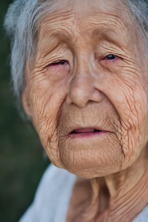 Image similar to grandmother wrinkled wistful expression sigma 1 0 5 mm f 2. 8 outdoors