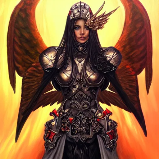 Image similar to portrait painting of a fallen angel paladin with big burnt, sharp focus, award - winning, trending on artstation, masterpiece, highly detailed, intricate. art by terese nielsen