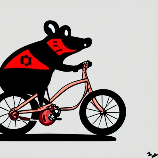 Image similar to digital painting of a cartoonish rat, it's riding a bike that is made of swiss cheese, bike looks like cheese greg rutowski, artstation