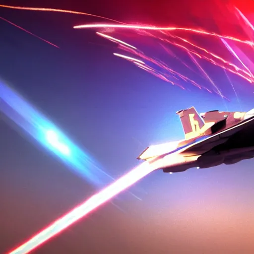 Prompt: cinematic areal shot of a fighter jet exploding from the laser energy wawe concept art