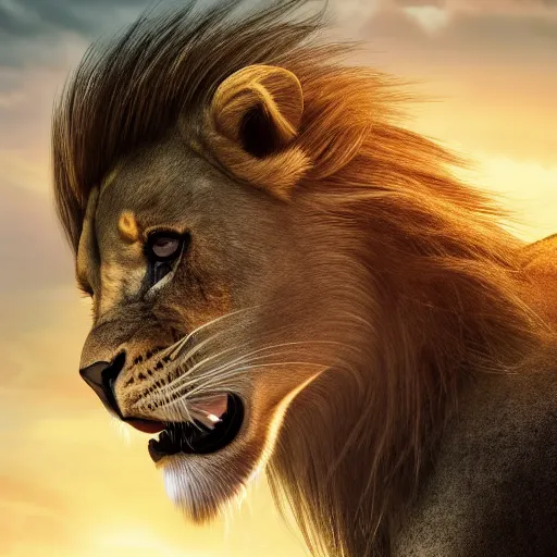 Prompt: girl riding a lion, extremely detailed, high quality, 4 k, cinematic, dramatic lightning, photo realistic, beautiful face, highly detailed face