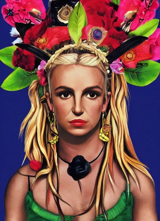 Prompt: Britney Spears in Frida Kahlo style