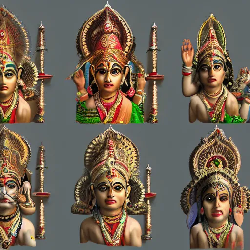 Image similar to Indian gods, realistic, photo studio, HDR, 8k, trending on artstation