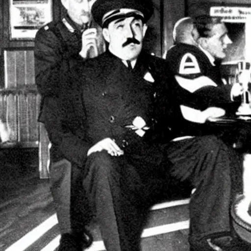 Image similar to ‘photo of Adolf hitler at a strip club, realistic, dramatic’