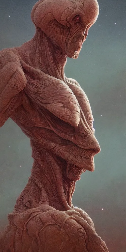 Prompt: a ultradetailed beautiful portrait of a fantastic animal of alpha centauri, oil painting by moebius, greg rutkowski and zdzisław beksinski, alien art, body full, concept art, symmetrical, rule of three, detailed body, detailed face, ultradetailed digital illustration, 8 k, epic atmosphere, digital art, artstation, cgsociety