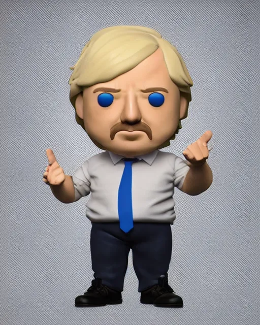 Image similar to full body 3d render of boris johnson as a funko pop, studio lighting, white background, blender, trending on artstation, 8k, highly detailed