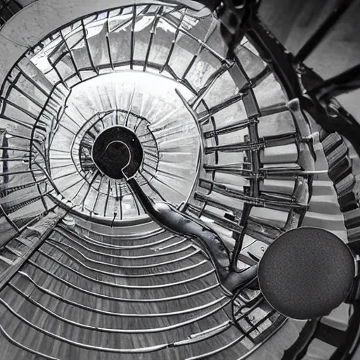 Prompt: environment made out of pc cooling equipment, heavenly, a spiral staircase in the middle, clouds and dust