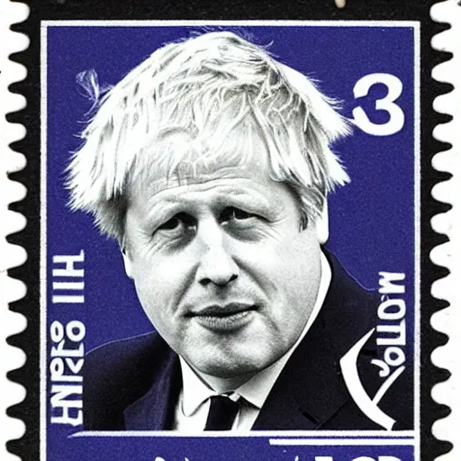 Image similar to boris johnson on a vintage mailing stamp