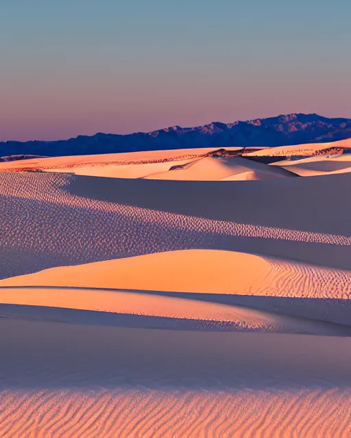 Prompt: Photograph of the landscape of White Sands National Monument, except the hills are made of white spandex hips and feminine curves, dusk, Sigma 35mm f/12