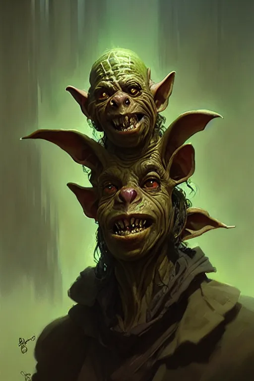 Prompt: elder goblin portrait, by bayard wu, anna podedworna, gaston bussiere, greg rutkowski