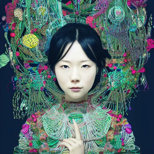 Prompt: the portrait of an incredibly cute and sophisticated japanese woman partially made of onions of all colors, an ultrafine detailed illustration by james jean, final fantasy, intricate linework, bright colors, behance contest winner, vanitas, angular, altermodern, unreal engine 5 highly rendered, global illumination, radiant light, detailed and intricate environment