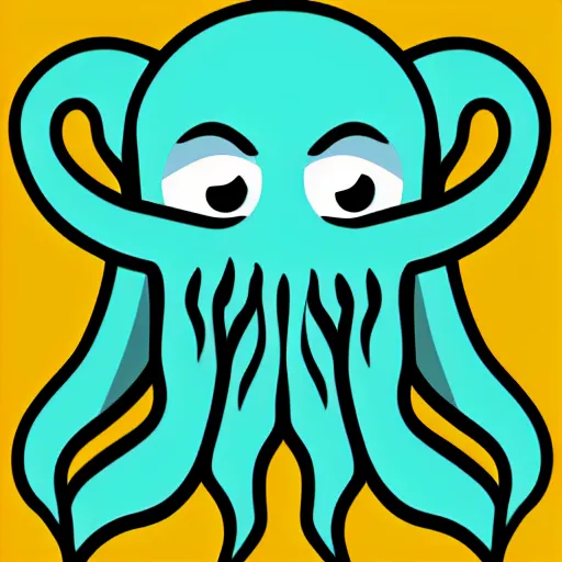 Image similar to cthulhu as hello emoji, telegram sticker design, flat design, glossy design, white outline.