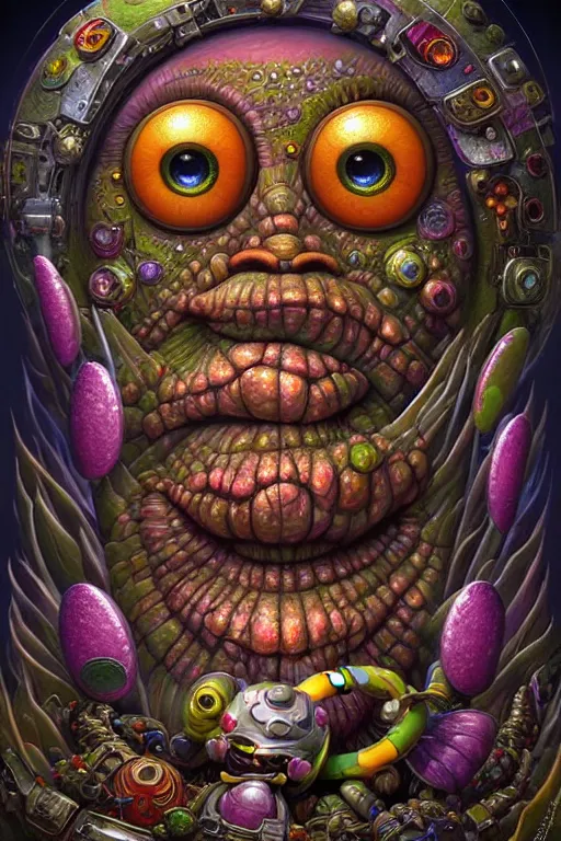 Image similar to hyper - maximalist overdetailed painting by naoto hattori. artstation. deviantart. cgsociety. inspired by beastwreckstuff and jimbo phillips. fantasy infused lowbrow style. hyperdetailed high resolution render by binx. ly in discodiffusion. dreamlike polished render by machine. delusions. sharp focus.