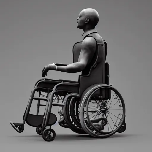 Image similar to a sculpture of a wheelchair, by Scott Weaver, ultra detailed, realism, 8k, octane render, unreal engine