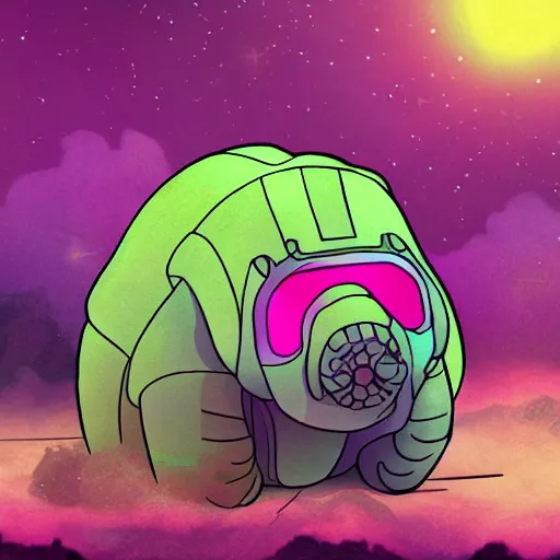 Prompt: a synthwave tardigrade