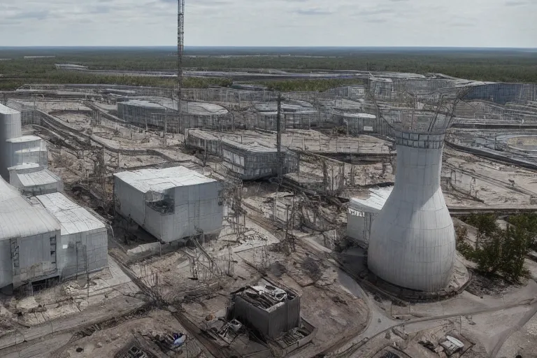 Prompt: elon musk building a futuristic city in chernobyl