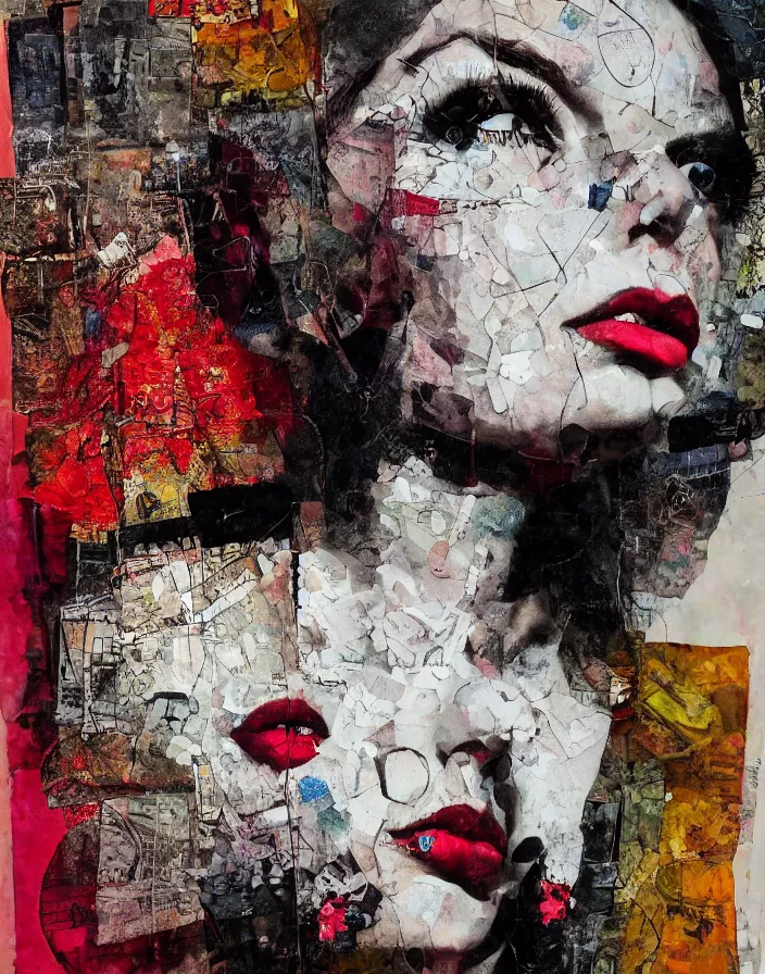 Prompt: expressive desire detailed analogue mixed media collage with canvas texture in style of contemporary art, punk art, hyperrealistic beautiful face, photorealistic, expressionism, masterpiece, perfect composition, spectacular quality, intricate oil details